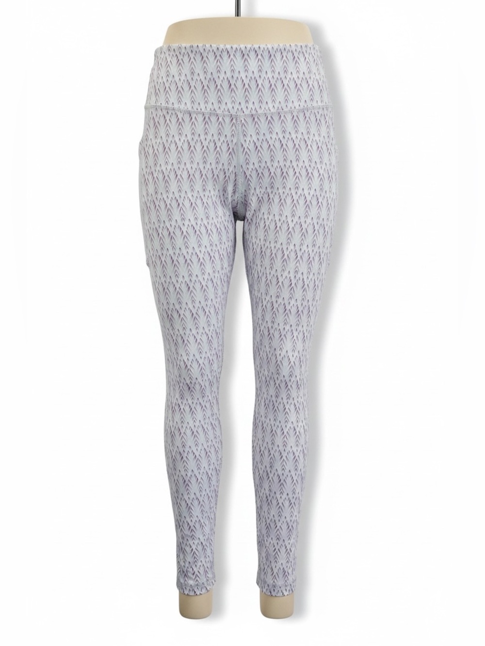 Buffbunny Collection Womens XL Leggings Pockets High Waist Putple Leaf Feather